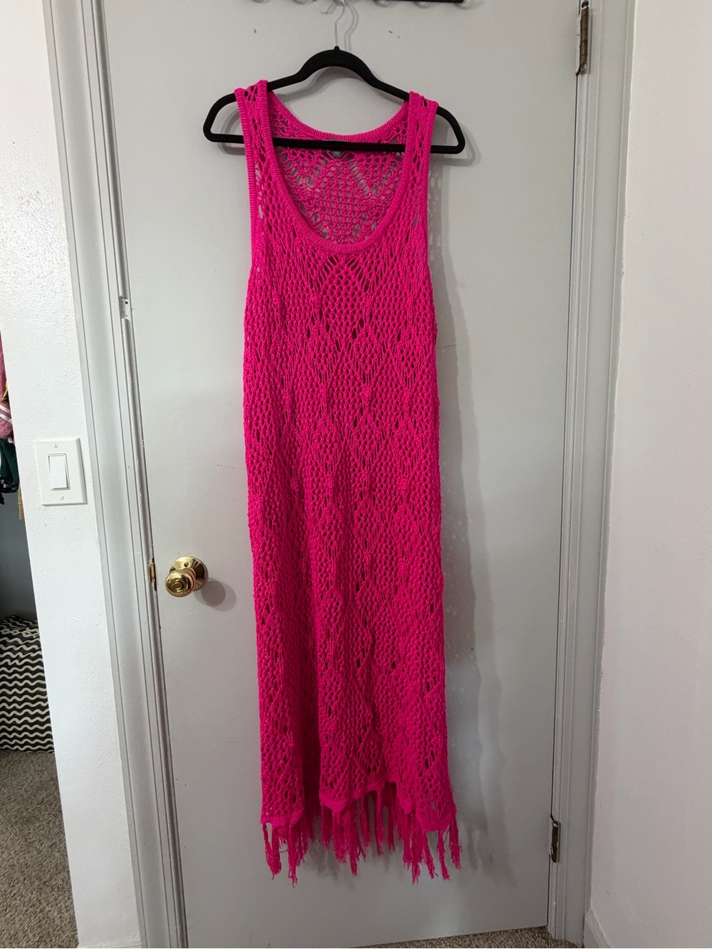 torrid Hot Pink Crochet Fringe Maxi Dress